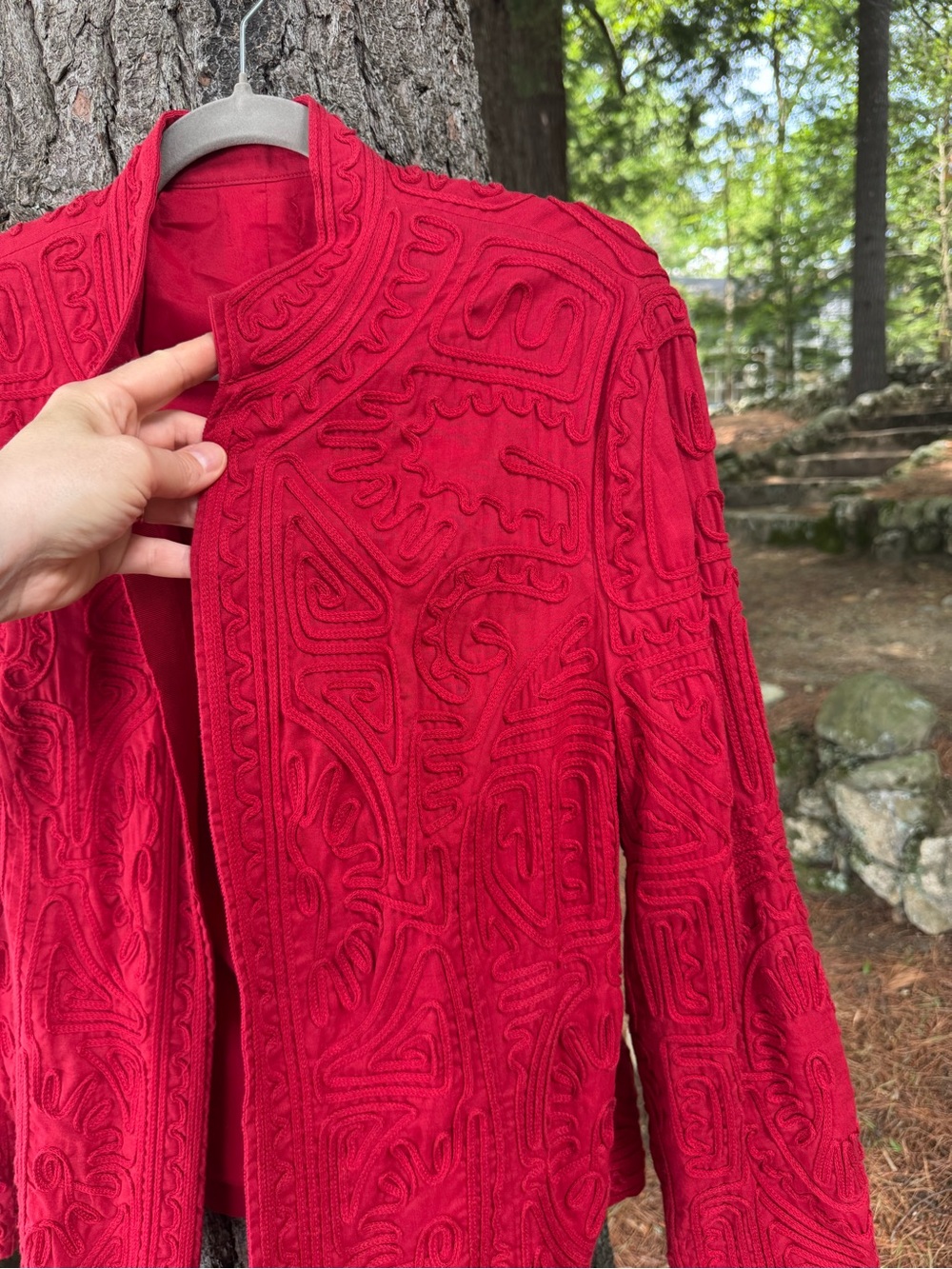 Chico's Red Ribbon Textured Jacket M/L - Picture 5 of 14